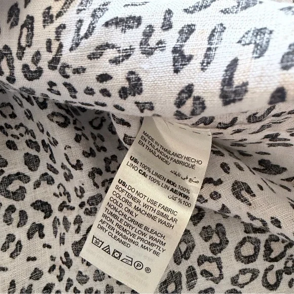 Chico's No Iron 100% Linen Sleeveless Leopard Print Tunic Top 3 XL - Picture 8 of 8